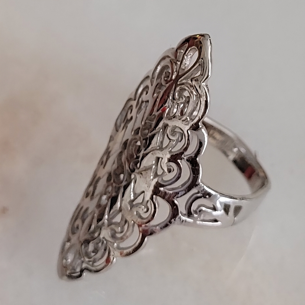 Sterling Silver Filigree Ring Size 6 1/2 - Picture 2 of 2